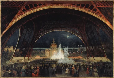 Night Festival at the 1889 Universal Exposition, under the Eiffel Tower, ca. 1889