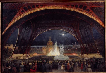 Night party at the 1889 Universal Exhibition under the Eiffel Tower (1889)