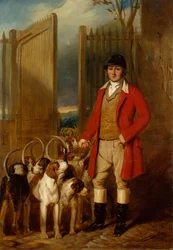 A Kennel Huntsman and Hounds Outside a Dray-Yard