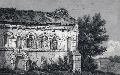 St Nicholas Church 1829 Engraving, Barfrestone, Kent, England