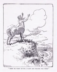 Then she went up the cliff and prayed for them, from The Heroes published by George Allen and Unwin 1929