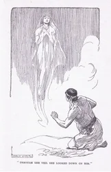 Through the veil she looked down on him, from The Heroes published by George Allen and Unwin 1929