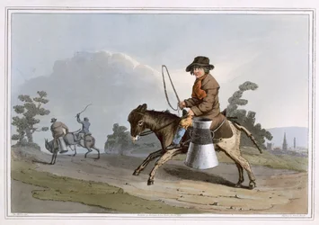 The Milk Boy, engraved by Robert Havell the Elder, published 1814 by Robinson and Son, Leeds