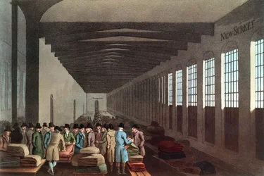 Cloth Hall, New Street, London, Engraved by Robert Havell, Pub. by Robinson & Son, Leeds, 1814