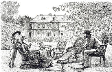 Engraving depicting typical wicker-work furniture (Illustrated by George du Maurier)