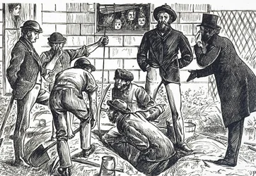 Cartoon commenting on rapid urban expansion and Jerry-building