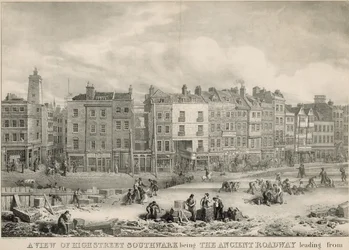 A view of High Street, Southwark, London, being the ancient roadway