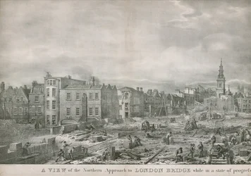 A View of the Northern Approach to London Bridge While in a State of Progress
