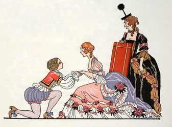 Cinderella with Prince Charming, Her Stepmother Looks On