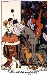 Handkissing, Elegance Night in Paris, Engraving 1917