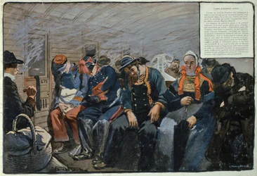 A third class railway carriage in Brittany, France