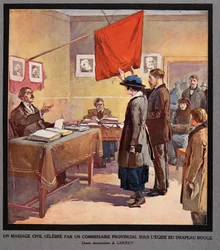 A Civil Marriage performed by a Provincial Commissioner under the aegis of the Red Flag, from Histoire des Soviets