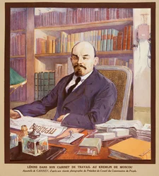 Lenin in his Office at the Kremlin in Moscow, from Histoire des Soviets
