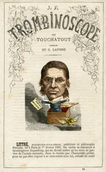 Emile Littre (1801-1881) - illustration from "Le Trombinoscope", a satirical political periodical by Leon-Charles Bienvenu, known as Touchatout monography N. 18, Imprimerie Vallee, Paris