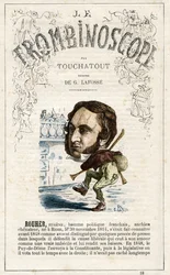 Eugene Rouher (1814-1884) - illustration from "Le Trombinoscope", a satirical political periodical by Leon-Charles Bienvenu, known as Touchatout monography N. 18, Imprimerie Vallee, Paris