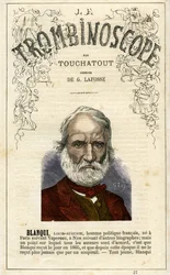 Louis-Auguste Blanqui (1805-1881) - illustration from "Le Trombinoscope", a satirical political periodical by Leon-Charles Bienvenu, known as Touchatout, monography. 27, Paris, March 1872