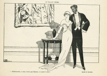 Illustration by Georges Leonnec in Le Lire - The Gallant Negro - Love, Xenophobia - Black