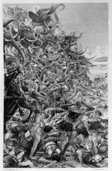 Illustration by Georges Antoine Rochegrosse (1859-1938) for the novel Salammbo by Gustave Flaubert, depicting the war of mercenaries during the First Punic War (246-241 BC) between the Romans and Carthaginians