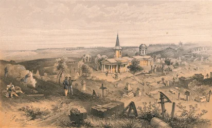 Quarantine Cemetery and Church with French Battery No. 50, 1856