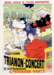 Trianon concert, daily show in the grand garden of the Elysee Montmartre in Paris. Poster by Georges Meunier