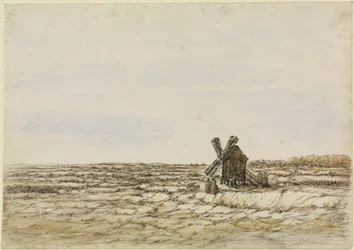 Windmill in a Wide Fallow Field
