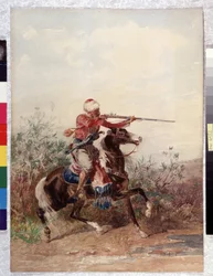 Horseman Pulling a Horse