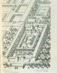 Etching Depicting a Perspective View of a Building in Tell el-Amarna by Georges Perrot and Charles Chipiez