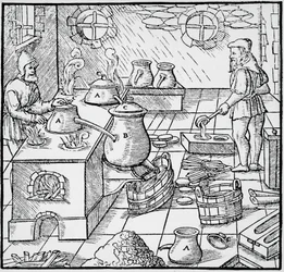 Engraving from De re metallica, by Georgius Agricola