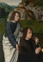 (detail) left panel of the Baptism of Christ, c.1502-08