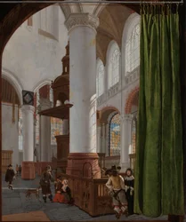 Interior of the Oude Kerk in Delft (with a Trompe-l’Oeil Curtain)