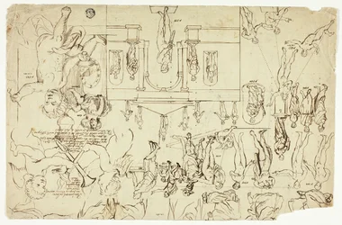 Copies after Illustrations of Statues and Paintings; Measurements for a Man