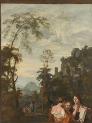 Italian Landscape with Three Women Making Music (Decoration for a Room in the House of Jacob de Flines in Amsterdam)