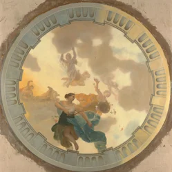 Part (Middle Part) of a Ceiling Painting with the Main Representation of Diana and Her Companions
