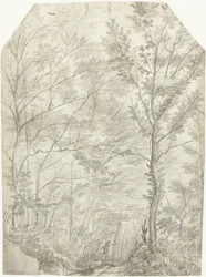 Forest of the Villa Madama Outside Rome, with a Hunter