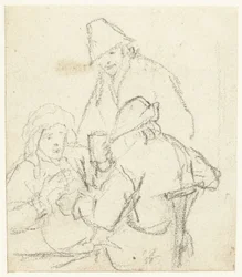 Three Drinking Farmers Around a Table