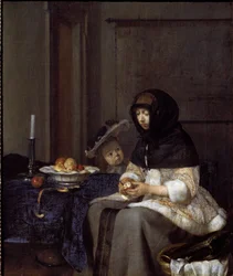 A Mother Peeling an Apple