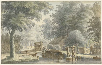 Landscape with a Bridge on which an Angler