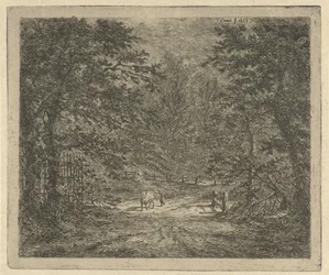 Shepherdess with Cow in the Forest The Cow in the Bentheim Forest
