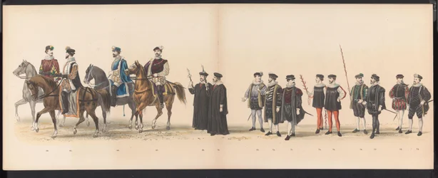 Masquerade of the Leiden Students, 1870 (plate 6) (series title: Costumed Parade Held by the Members of the Leiden Student Corps on June 7, 1870, to Celebrate the 295th Anniversary of the Leiden University, Representing a Visit to Leiden)