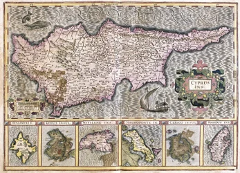 Cyprus and the Islands Stalimini (Lemnos), Chios, Mitilene, Negroponte, Cerigo and Rhodus (engraving)