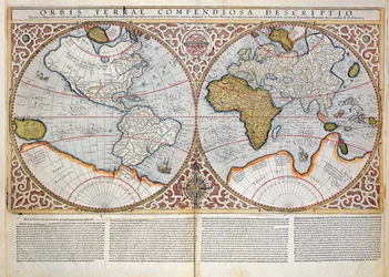 Double Hemisphere World Map, 1587