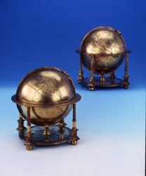 Pair of globes, terrestrial and celestial, bearing the Tughra and Latin inscription of Sultan Murad III