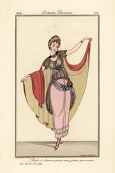 Young Woman in Dancing Dress with Cape