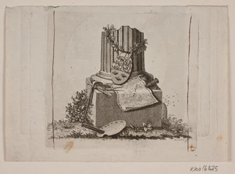 Vignette with Broken Column and the Three Nordic Kingdoms