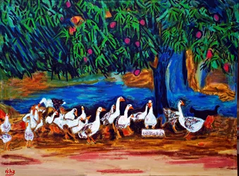 Geese and Mango Tree