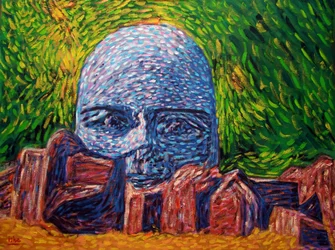Olmec Head with Rocks