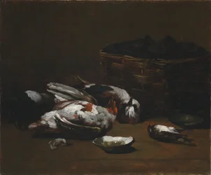 Still Life with Dead Birds and a Basket of Oysters, c. 1860 - 1880