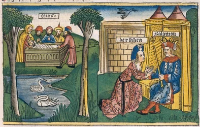 1 Kings 2:10-11 The Death of David, and 2 Kings 19-25 Bathsheba asks Solomon for Abishag to marry Adonijah, from the Nuremberg Bible