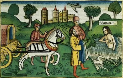 2 Kings 5:14 The cleansing of Naaman, from the Nuremberg Bible