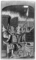 A Devil guarding a city in flames